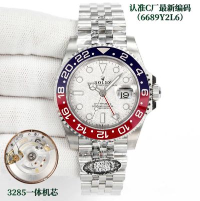 Replica Rolex GMT-Master ii 3285 Movement 904L Steel Sapphire Glass Blue and Red Bezel Mens Watch